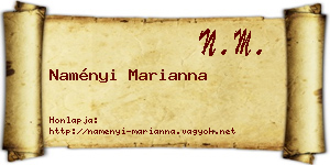 Naményi Marianna névjegykártya
